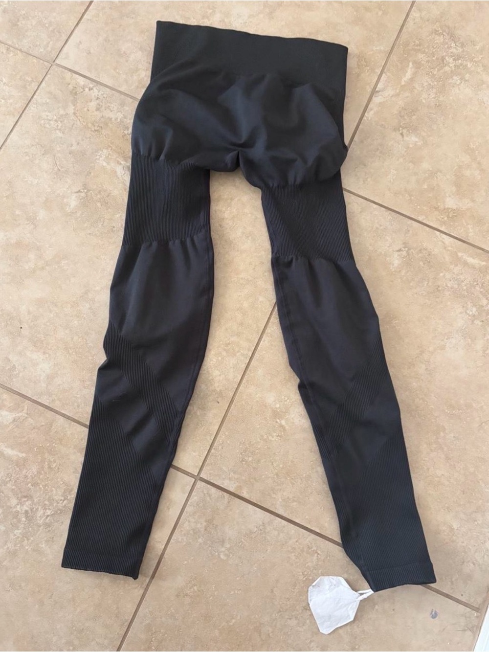 Black Ribbed High-Waist Leggings